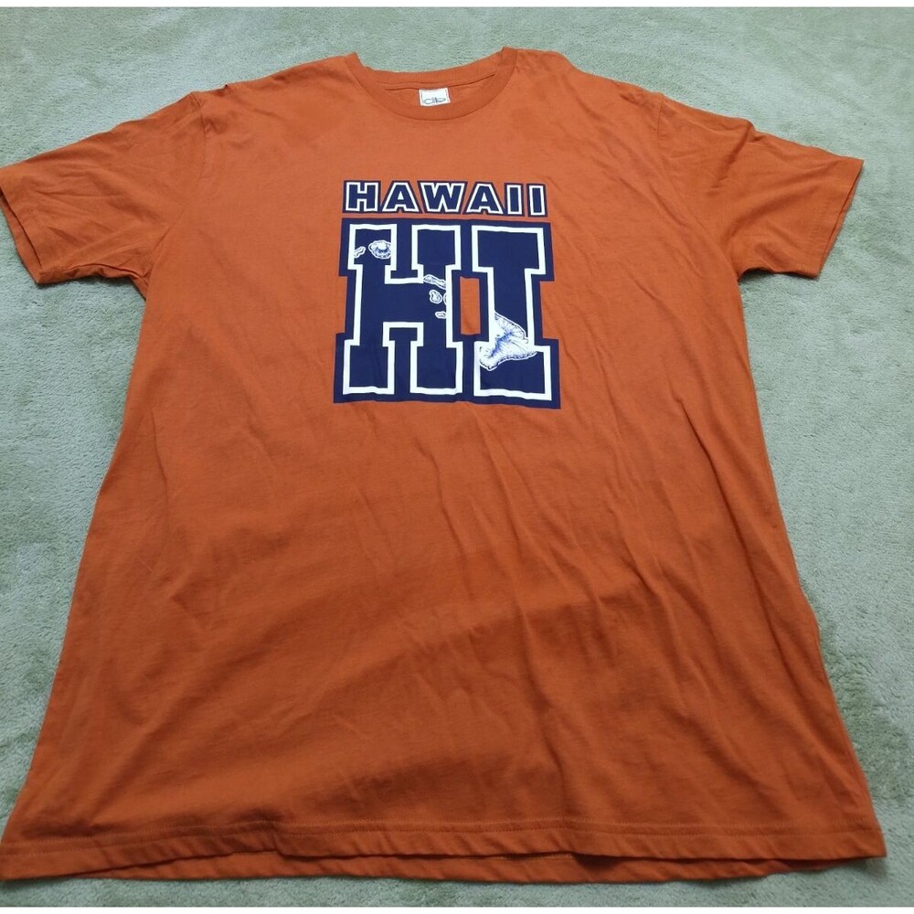 Hawaii Men's T-Shirt  Orange Short Sleeve with Front Logo XL Casual & Stylish